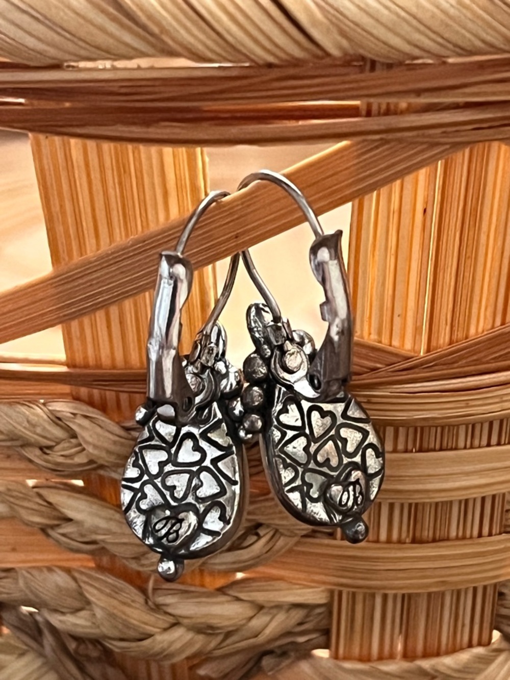 Brighton Silver and White Teardrop Floral Earrings - Picture 4 of 5